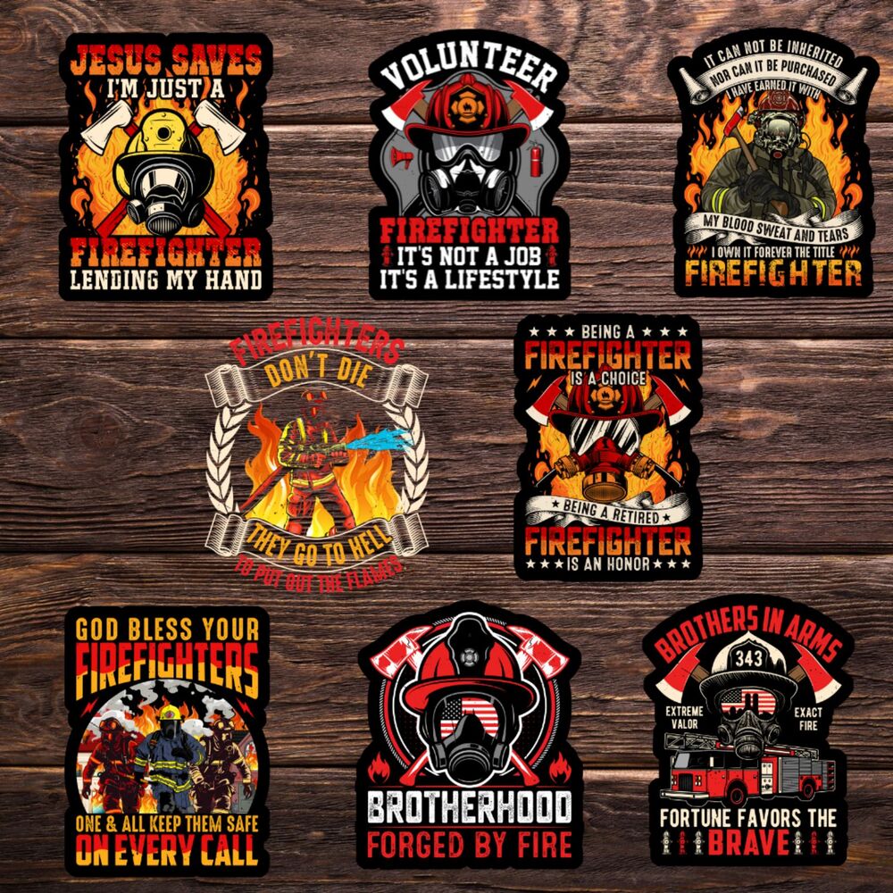 🚒 Firefighting Sticker Bundle – Set of 8 (3” Vinyl Stickers) 🔥